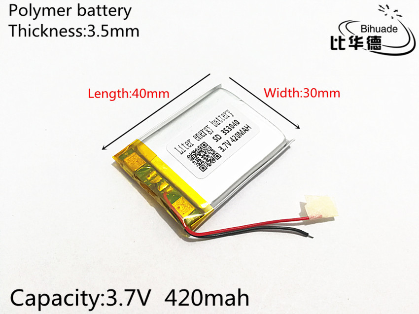 3.7 V 420 mAh 353040 Lithium Polymer LiPo Oplaadbare Batterij Voor Mp3 Mp4 Mp5 DIY