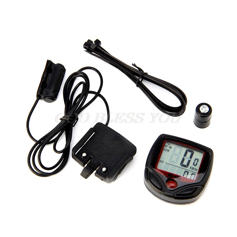 Podómetro para bicicleta LCD, resistente al agua, con 15 funciones, velocímetro, velocímetro