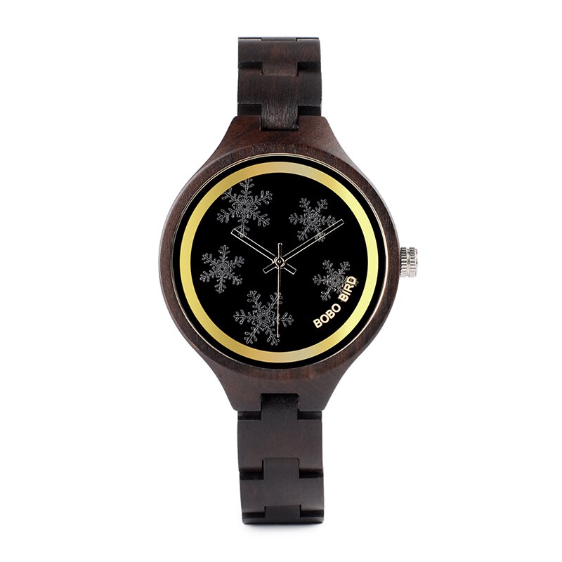BOBO BIRD-relojes de madera para mujer, distintivo de copo de nieve en gafas, banda de madera, relojes para , C-P16-3
