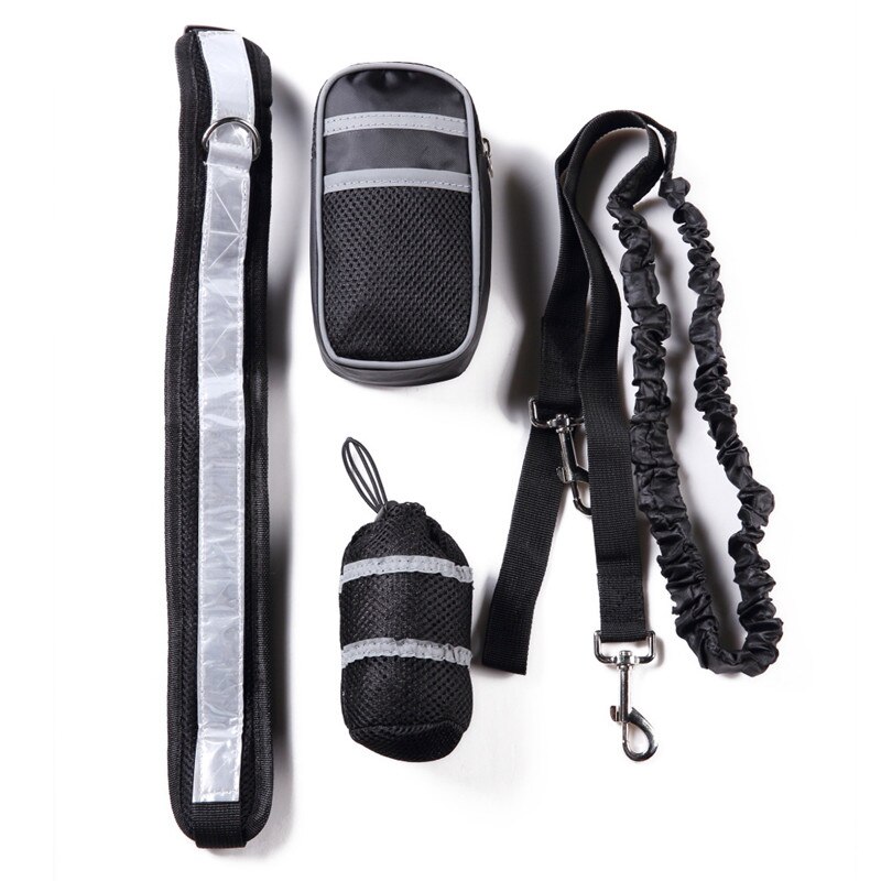 Handsfree Pet Hond Kat Running Jogging Gewatteerde Taille Riem Reflecterende Strip Elastische Leash Perfecte Walking Training Hondenriem Set