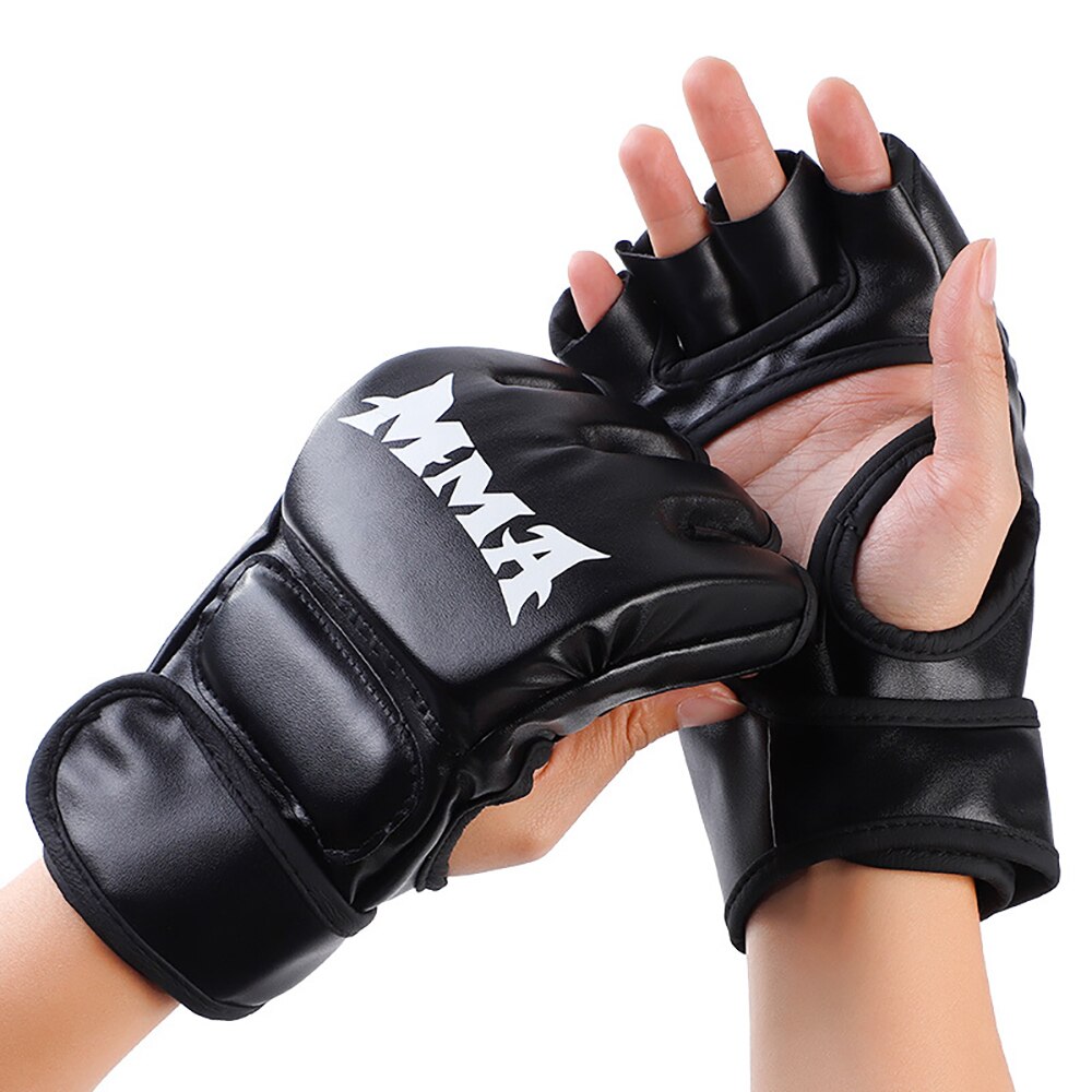 1 par tjocka boxningshandskar mma handskar halvfinger boxningssäck kickboxning muay thai vantar boxnings träningsutrustning