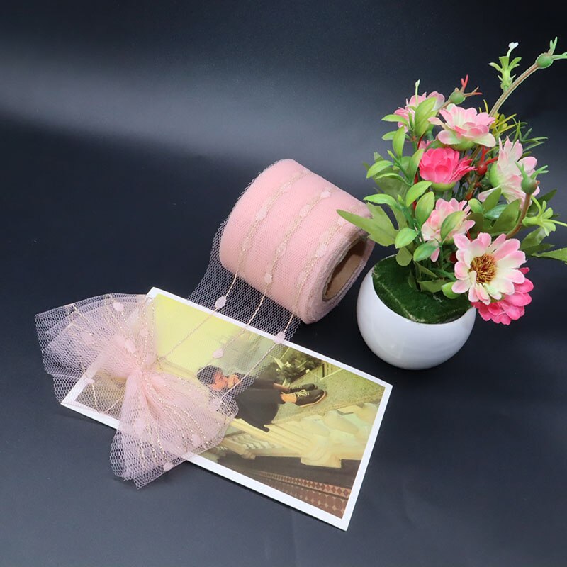 25 yards 6cm kristall tyll rulle organza ren gasväv baby shower favor bröllop bil dekoration fest hem trädgård hantverk leveranser: Han rosa