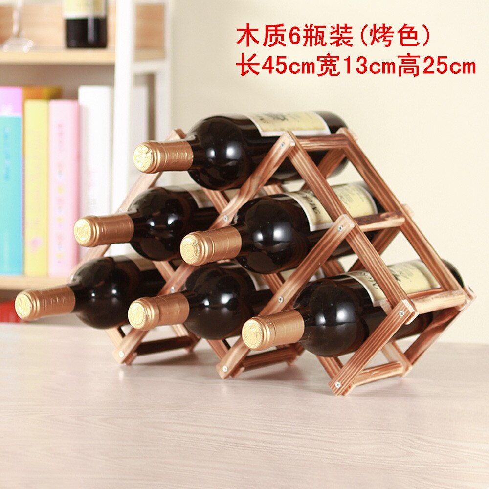 Home wood folding wine rack wine rack 3/6/10 bottle folding wine rack: color3