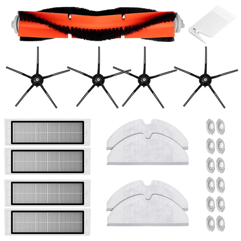 Accessoires pour aspirateur Xiaomi Roborock S6/S5/MAX/S60/S65/S50/S55/E25/E35, brosse principale, brosse latérale noire, filtre HEPA, pièces détachées: N