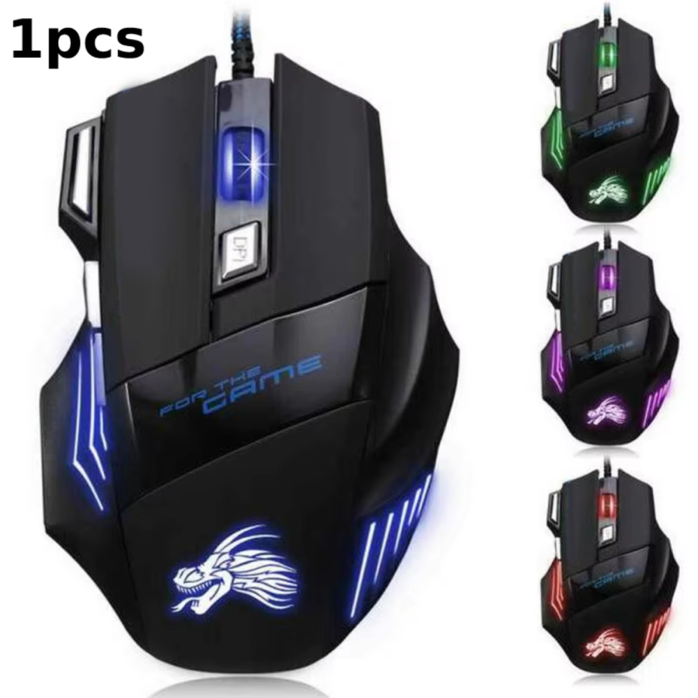 USB Wired Gaming Mouse 7 Button Backlit Ergonomic Mice 5500 DPI Backlight Adjustable Optical Mice for PC Gamer Computer Desktop: Default Title