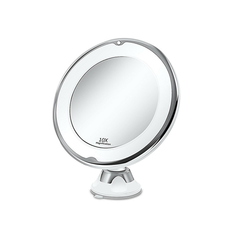 360 Graden Rotatie 10X Vergrootglas Make-Up Spiegel Mijn Flexibele Spiegel Opklapbare Spiegel Met Led Licht Makeup Tools Badkamer