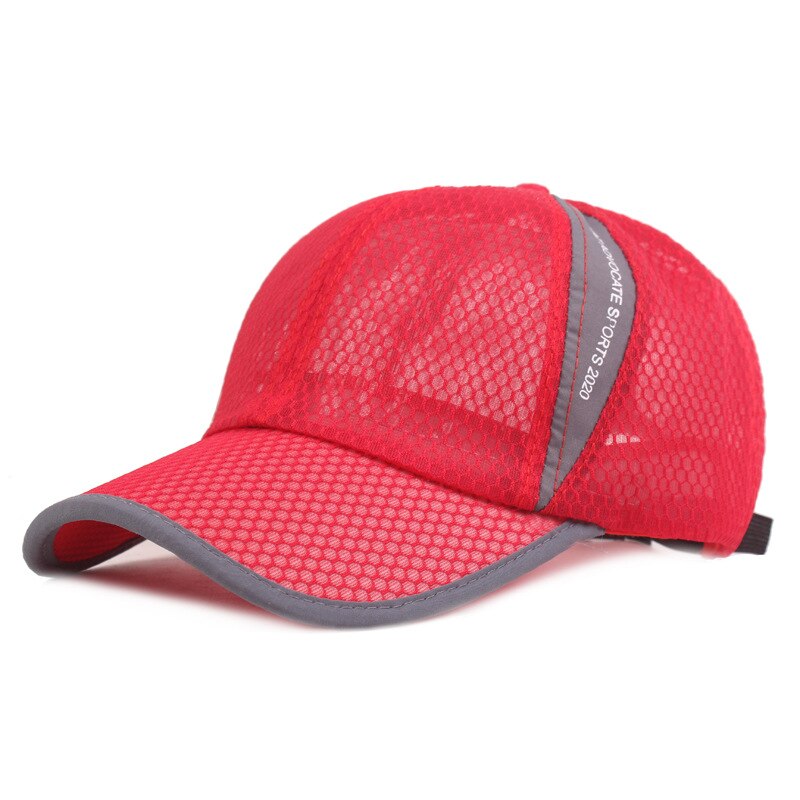 Sommar solskyddsmedel basebollkeps andas mesh hatt para hombre män keps sport hattar kvinna motorhuv snabbtorkande platt topp kepsar unisex: Röd