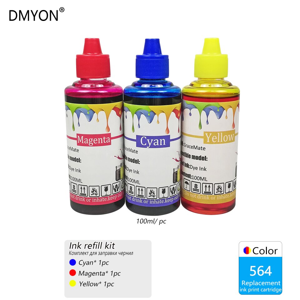 DMYON 564 Ink Refill Kit Compatible for HP 564 for Photosmart B8550 C5380 C6375 C6340 C6350 C6380 D5460 D7560 C309 C410 printer: color