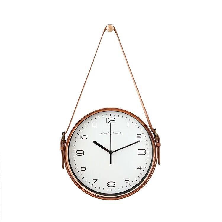 Wandklok Modern Home Decoratie Accessoires Creatieve Riem Wandklokken Rose Gold Metal Digitale Horloges: 10 / 30cm
