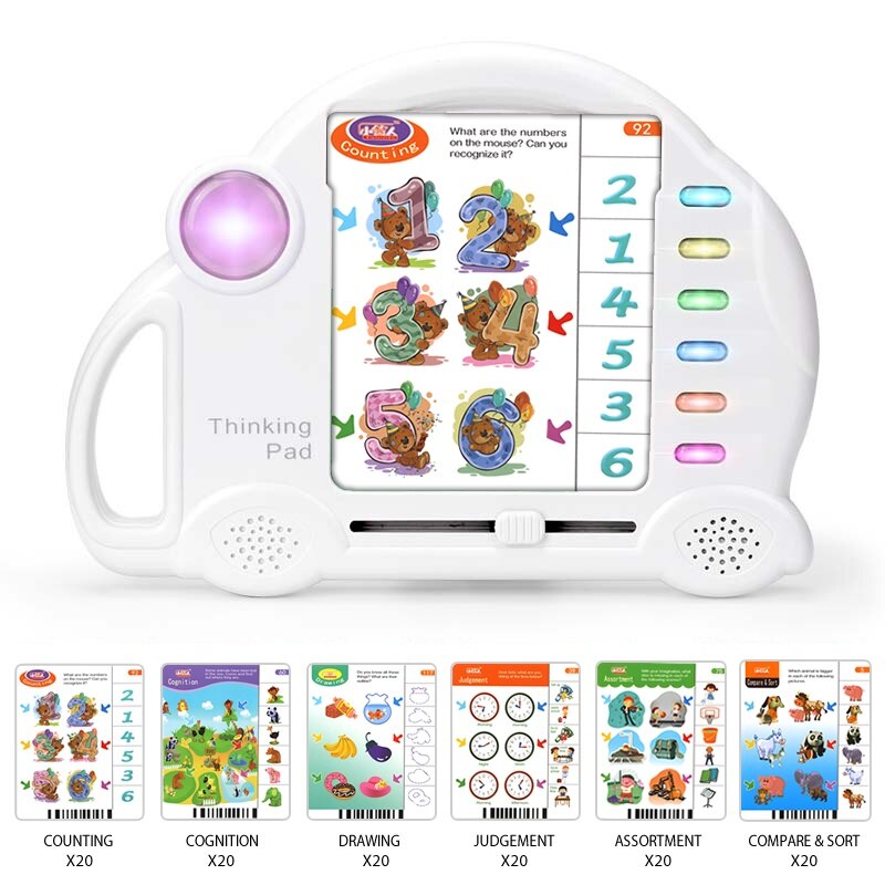 Binggoo Children Logical thinking learning machine with 60pcs learn card Child Kids Thinking Pad machine Family Game toys