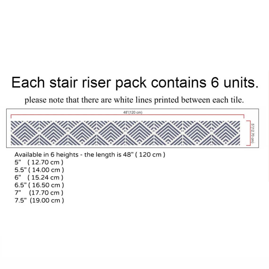 Vinyl Stair Stickers Mural for Stairs Decoration PVC Removable Self Adhesive 3D Sticker Decals 19x120cmx6pcs: 2021TS002-2 / 12.7cmx120cmx6pcs