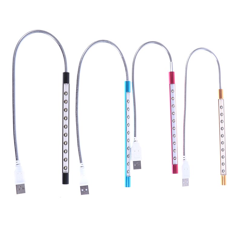 Lámpara de lectura para ordenador portátil, luz Led Mini Flexible, USB, 10 Luces, 1 unidad