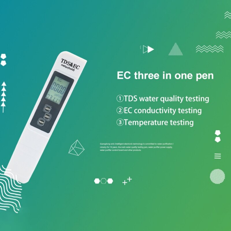 3 In1 Digital Water Tester TDS EC Meter Multifunctional Water Purity Temperature Meter TEMP PPM Tester Pen 0-9990ppm