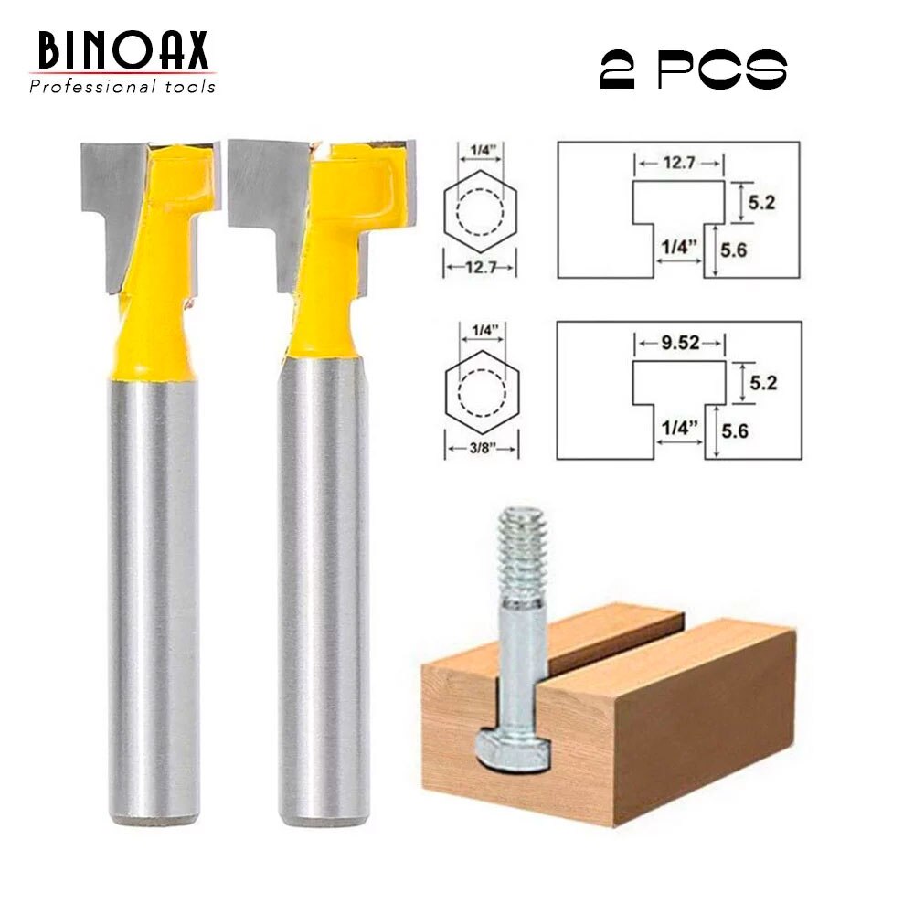 2 sztuk/partia 1/4 "cholewka t-otwór nóż router fragment dla 1/4" klątwa śruba: żółty