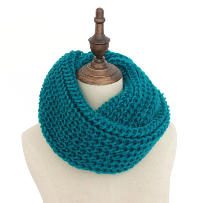 Solid Knitted Snood Winter Basic Infinity Scarf Ring for Women
