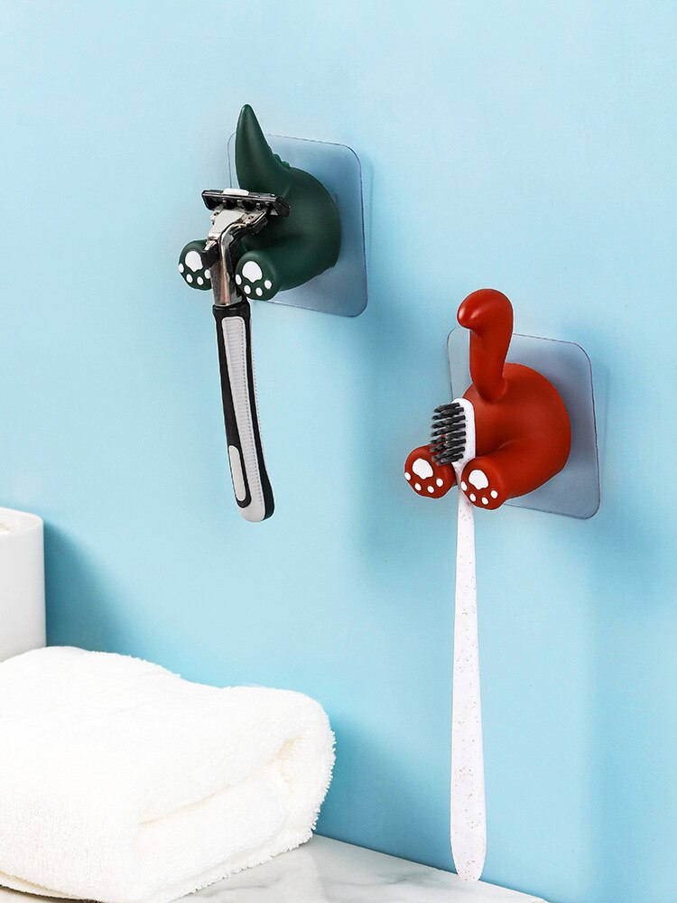 Zelfklevende Decoratieve Haken Creatieve Cartoon Kat Dinosaurus Eekhoorn Waterdichte Muur Haken Voor Opknoping Dier Hoofd Hanger