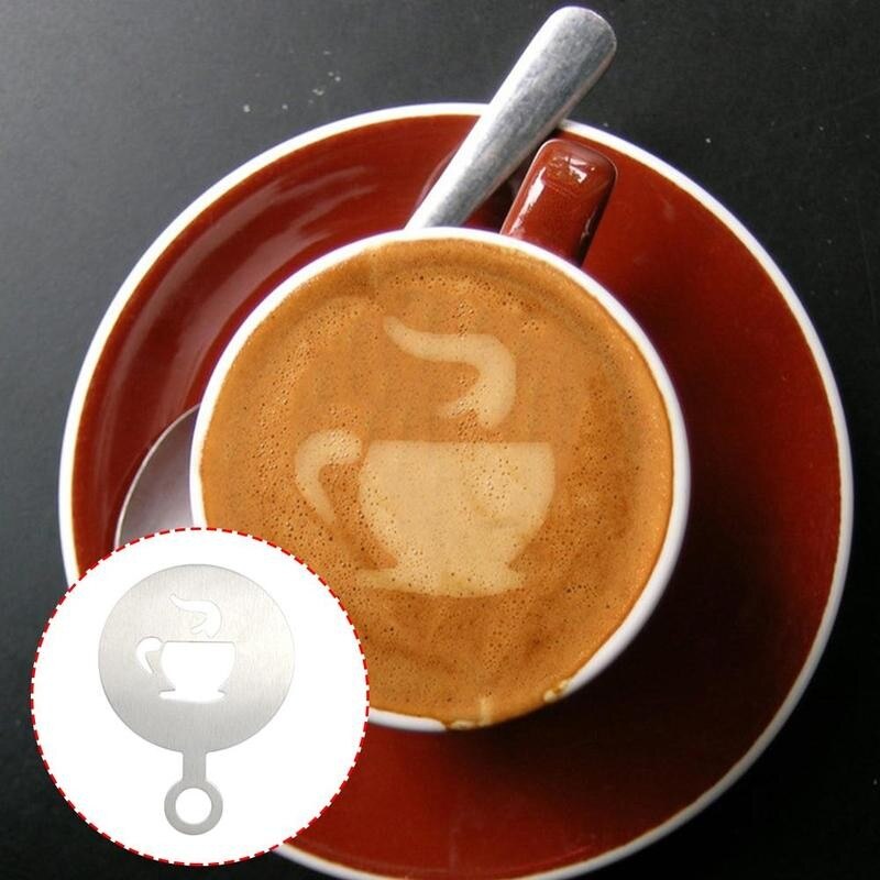 1Pcs Koffie Patroon Stencils Voor Koffie Hart Vorm Pull Bloem Rvs Mallen Koffie Decoratie Thuis Koffie Patroon