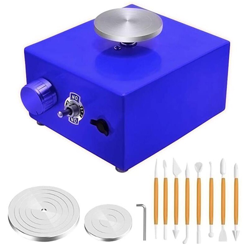 Pottery Wheel Machine Metallic Turntable Adjustable Speed Ceramics Making Machine with DIY Clay Tools,US Plug: Default Title