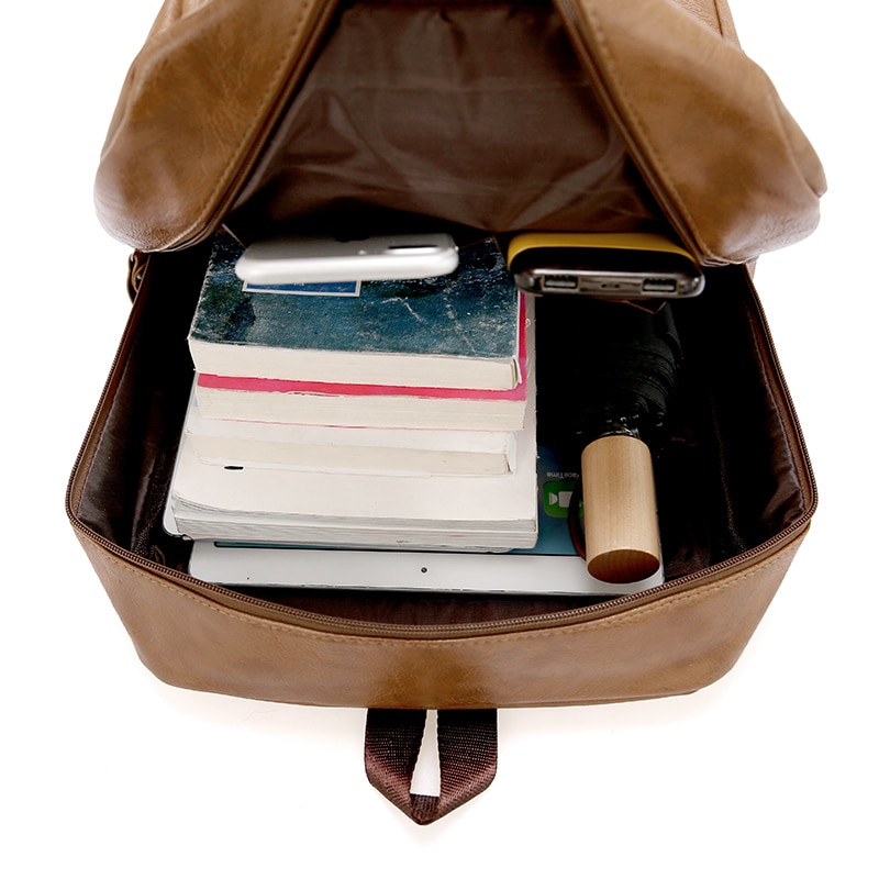 Mochila para hombre, mochila de cuero PU, Mochilas grandes para ordenador portátil, Mochilas masculinas, mochila escolar informal para adolescentes y niños, mochila de