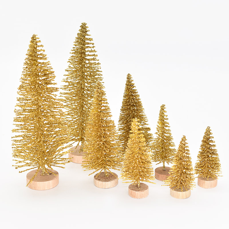 8Pcs DIY Christmas Tree Ornaments Sisal Silk Mini Pine Tree Christmas Decoration For Home Navidad Xmas Year Decor Kids