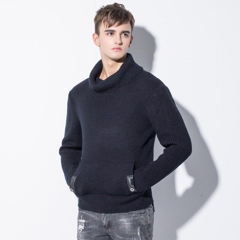 Vinter mans sweater skildpaddehals tykkere afslappet sweatercoat mænd slank sweater overfrakke 3 xlrand beklædningf 952
