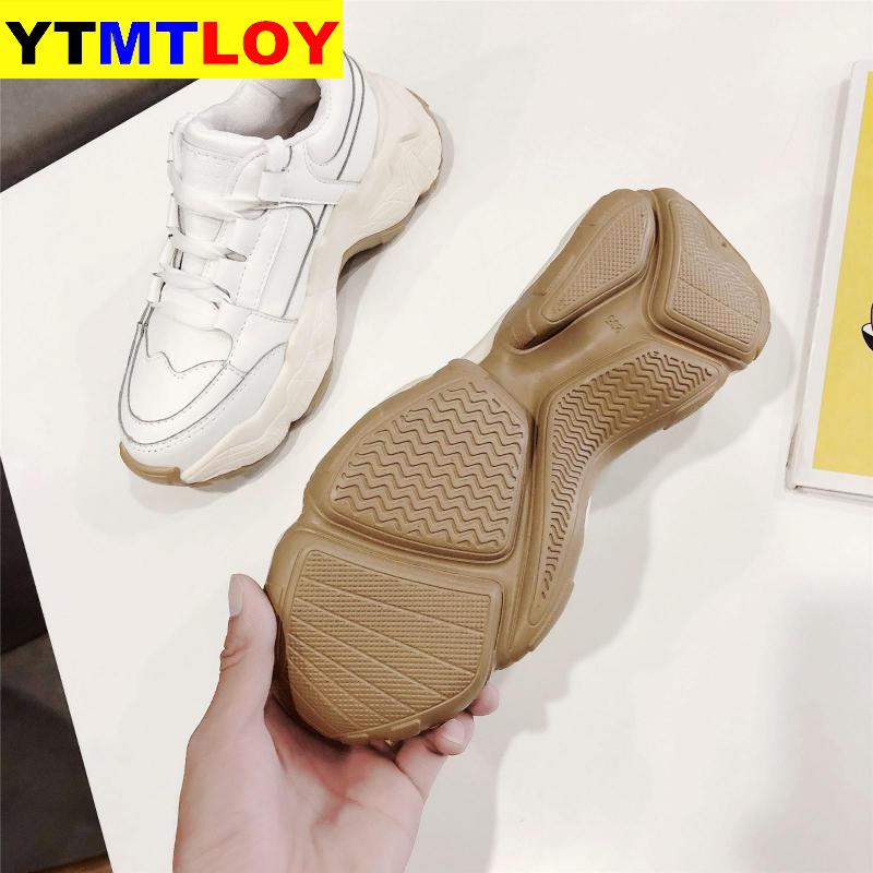 Ins efterår kvinder fritidssko læder platform sko kvinder sneakers damer hvide sneakers stor størrelse 35-41