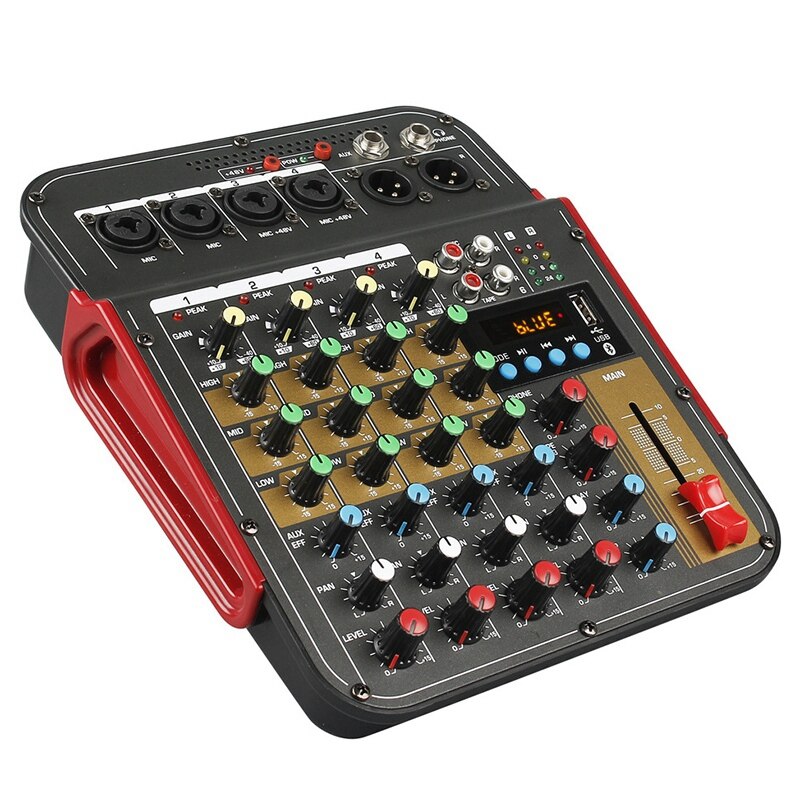 TM4 Digital 4-Channel o Mixer Mixing Console Built-In Phantom Power with o System for Studio Recording(EU Plug)