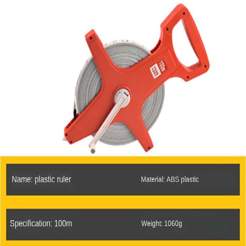 Portable metric 30M 50M 100M Thickening Open Reel Steel Tape Measure with shelf for Woodworking Construction ABS Measuring tool: 100m plastic