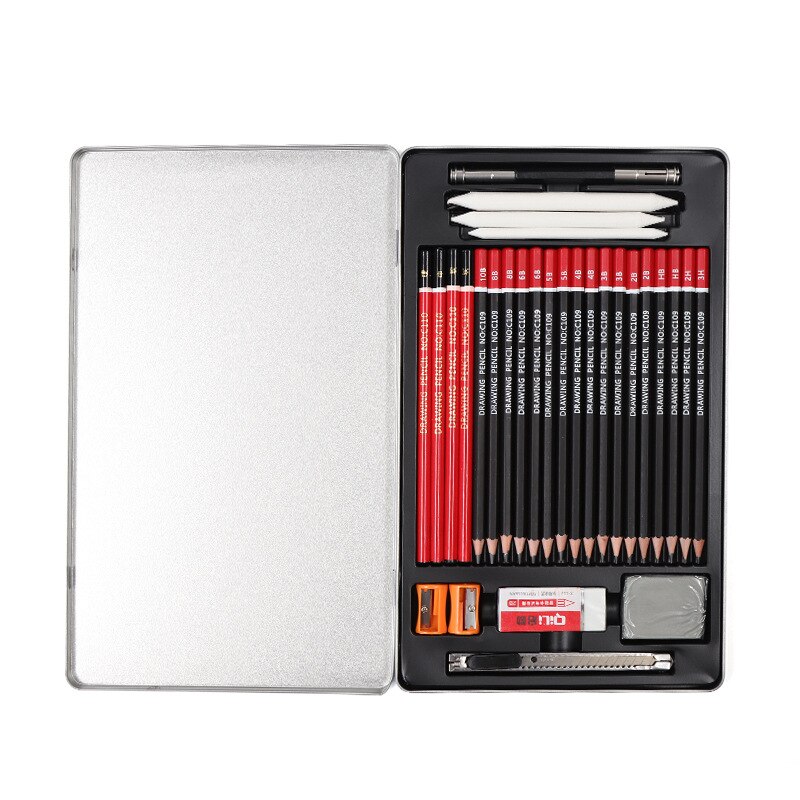 Juego de lápices para dibujo de bocetos, 30 Uds. De materiales de arte , Kit de dibujo con barras de carboncillo de grafito, herramienta para libro de bocetos para Adul
