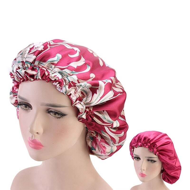 Elastische Band Motorhaube Frauen Doppel Schicht Seidige Durag Headwrap Haar Band Welle Nacht Kappen Blumen Salon Hütte Turban Haar Schmuck: style3