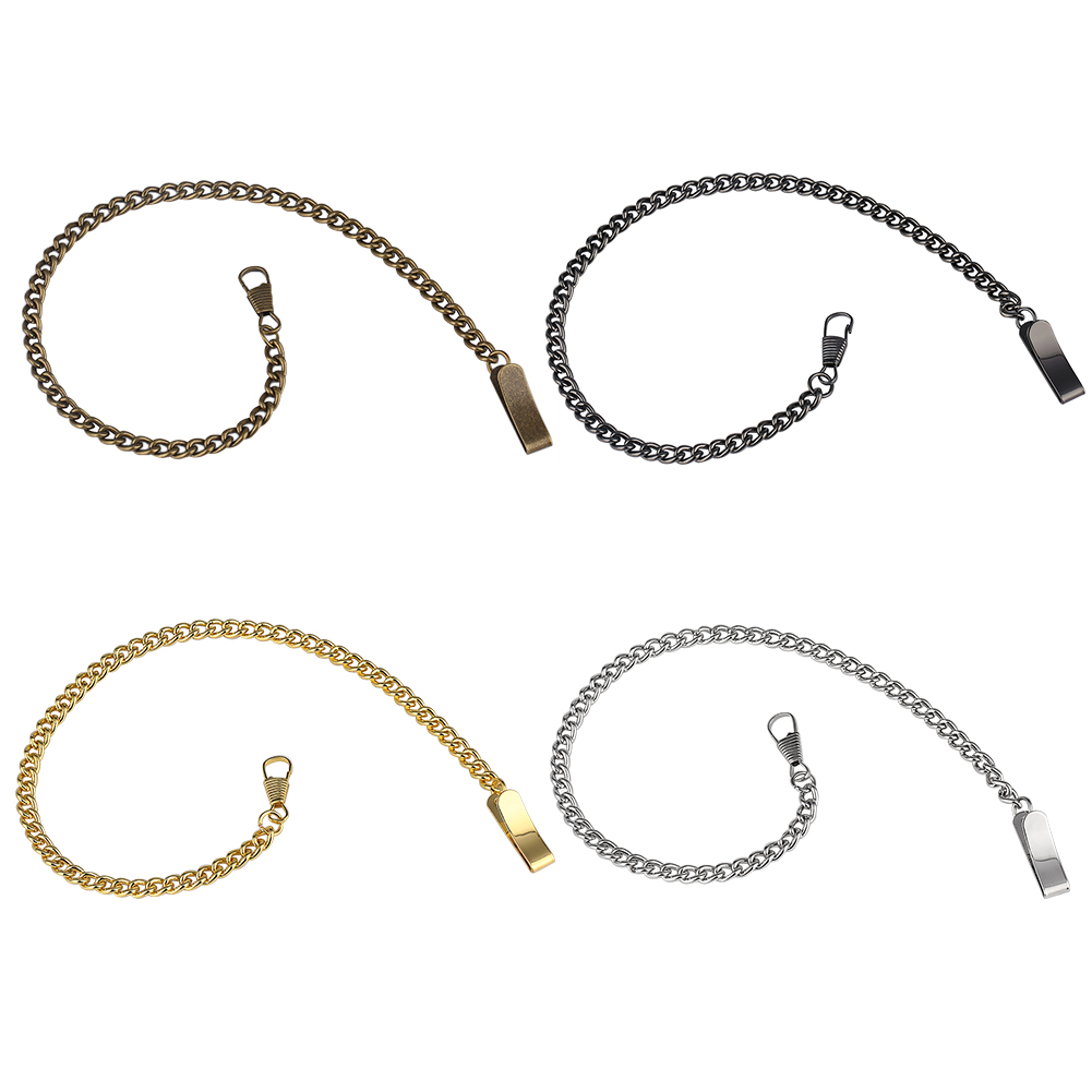 Pronssinen taskukellon riipusketju 30cm metalliseoskorvike ketju klipsillä pronssi/musta/hopea/kulta ketju taskukellolle