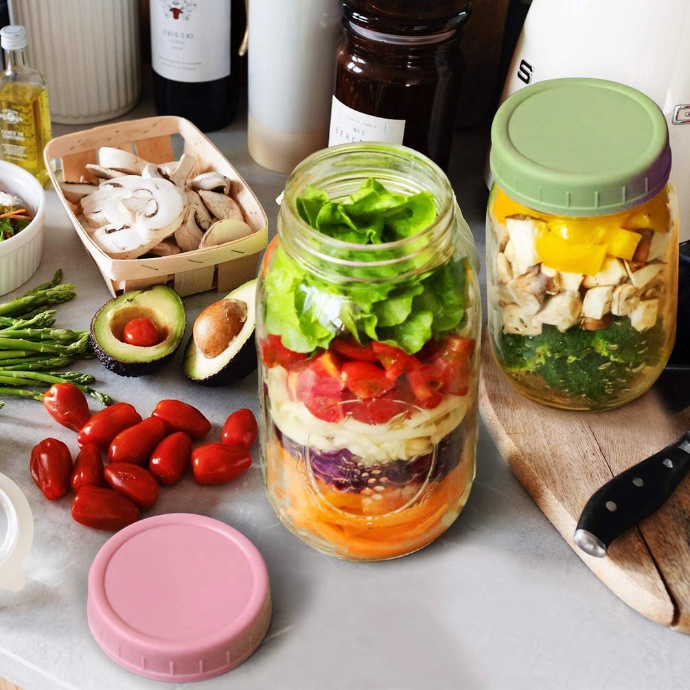 8Stck 70mm Mason Glas Versiegelt Deckel Bunte Runde Griff Tasse Abdeckung Dicht Lagerung Abdichtung Deckel wiederverwendbar abdeckung Küche Spielereien