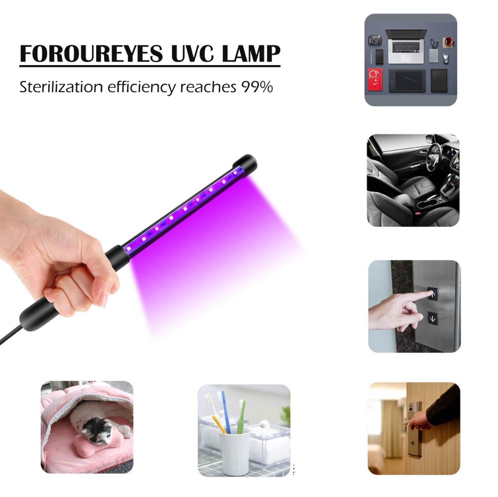 Bærbar led uv-lampe 3+6 leds 275nm 375nm husholdnings uvc led steriliseringslys usb ultraviolet sterilisator uv lys