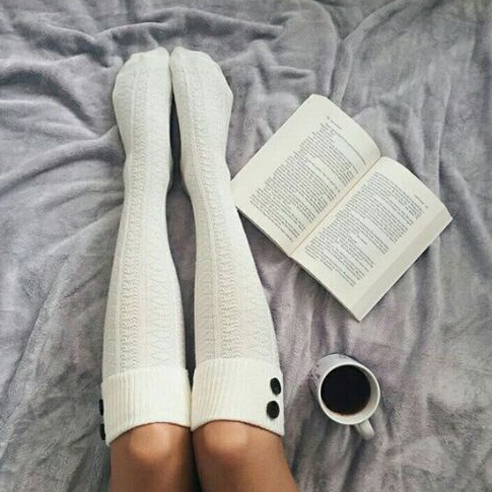 Girls Ladies Women Thigh High OVER the KNEE Socks Long Cotton Stockings Warm long socks Ladies medias de mujer: White