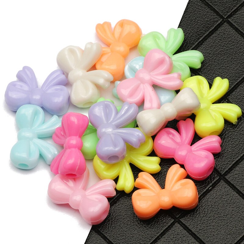 20/40/60 stück 15 x 20mm acrylperlen in bonbonfarben, schleifenform, lose zwischenperlen für schmuckherstellung, handgefertigte armbänder, diy-accessoires