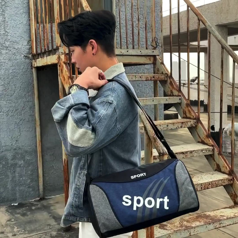 Sportsveske, herreveske, liten skulderryggsekk med trykk, bærbar ryggsekk, vesker og håndvesker
