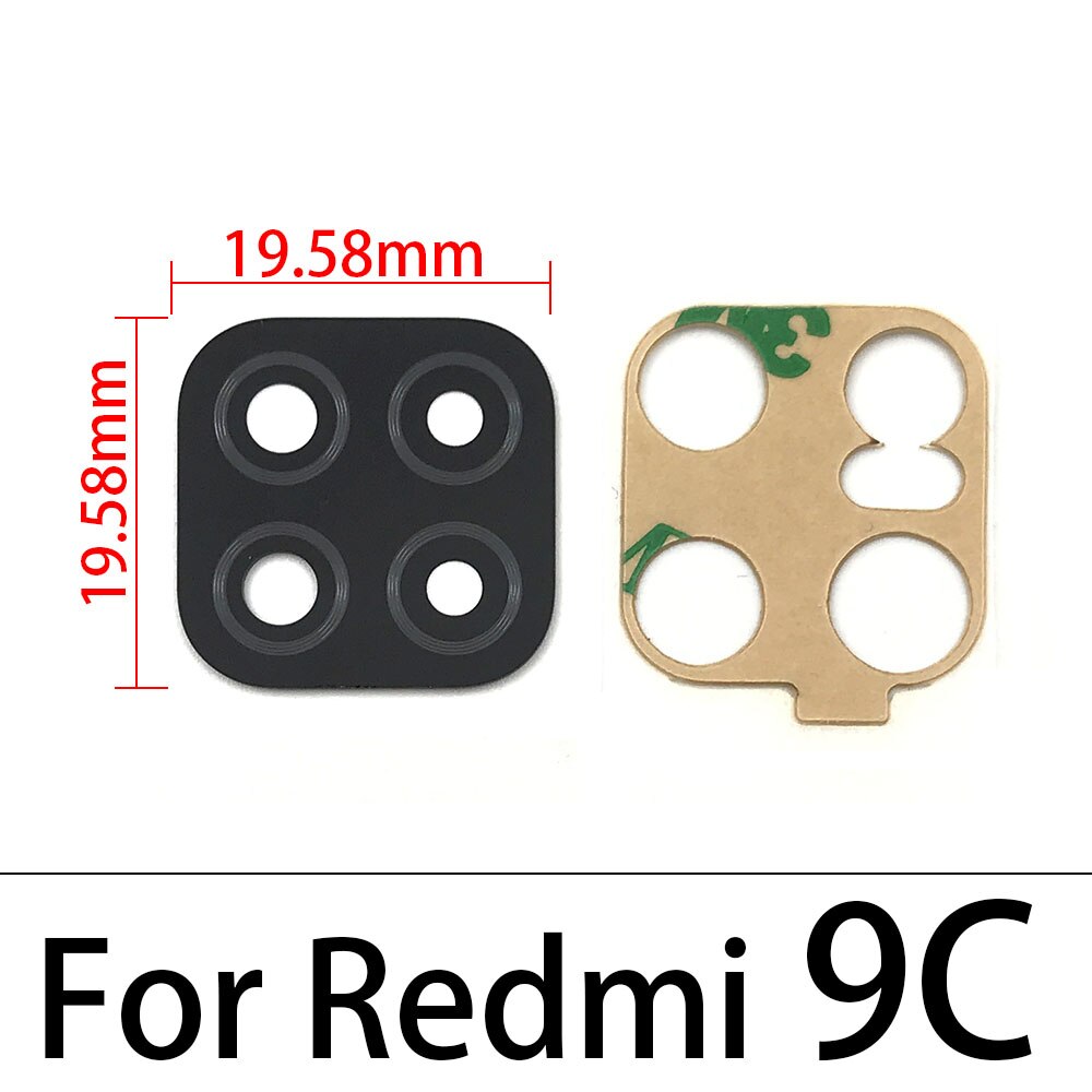 2 uds, nueva lente de cristal de cámara trasera probada con pegatina para Xiaomi Redmi 12C 9T 9C 9A 6 6A 7 7A 8 8A 9 Note 10 Pro 10S: Marrón