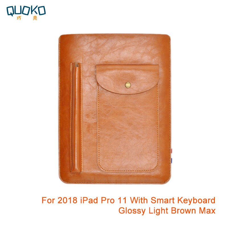 Multi-function ultra-thin super slim sleeve pouch cover,microfiber leather tablet sleeve case for iPad Pro 11 inch: Glossy L-Brown Max