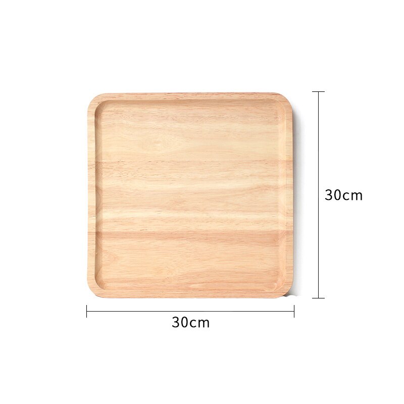 Whole Wood Lovesickness Wooden Tray Tableware Round Solid Wood Plate Dishes Saucer Tea Tray Dessert Dinner Plate Home Dinnerware: Square-30cm