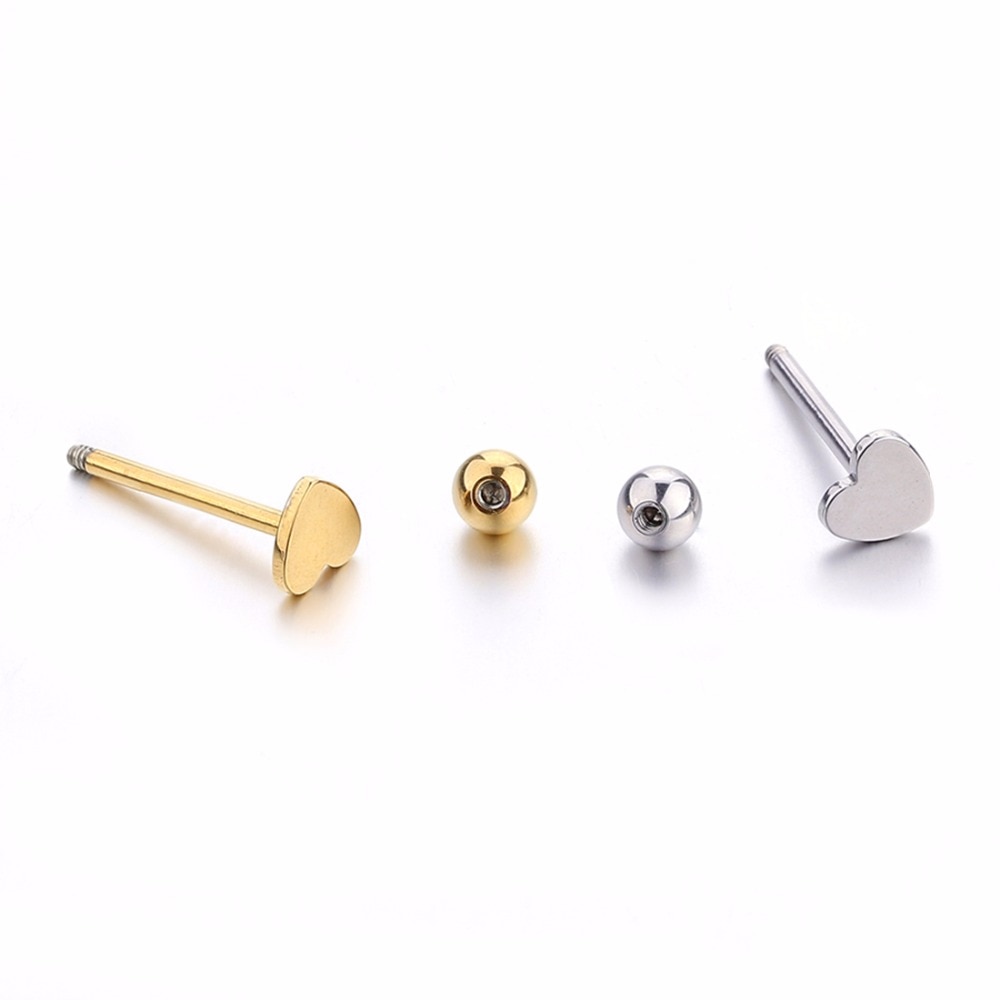 Heart tongue ring polished stainless steel tongue stud woman man tongue piercing jewelry gold silver 1-2 pcs