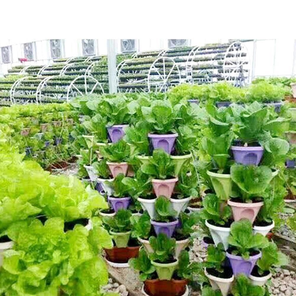 Stapelbare stereoscopische bloempot van plastic, verticale bloempot voor tuin en huis, bloempot met drie bloemblaadjes