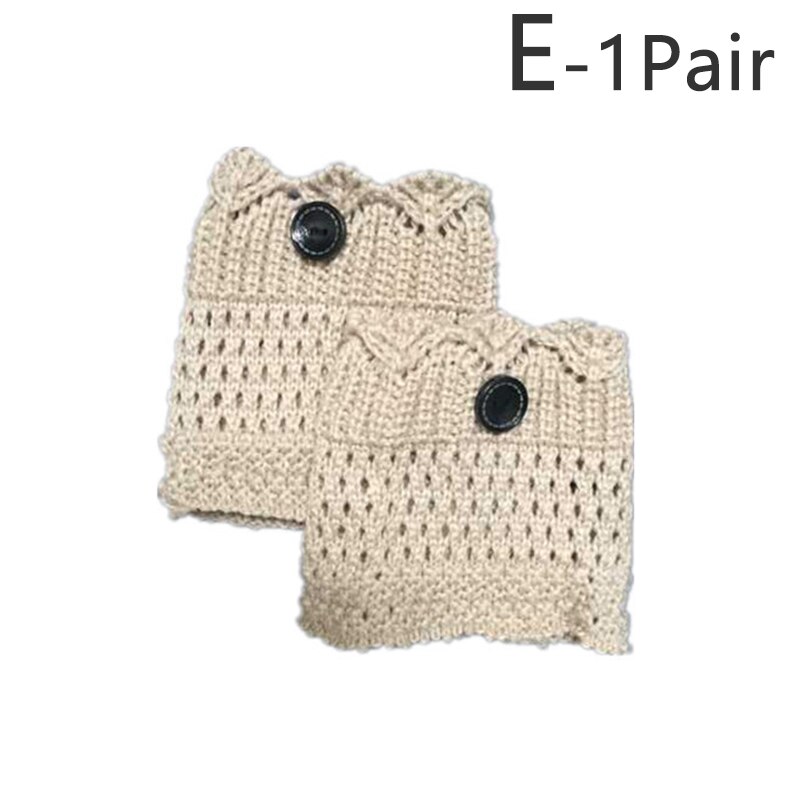 Calentadores de piernas de Invierno para mujer, botas de punto de ganchillo, puños, botas cortas elásticas, calcetines negros, botas cálidas informales de , 2 piezas: Beige