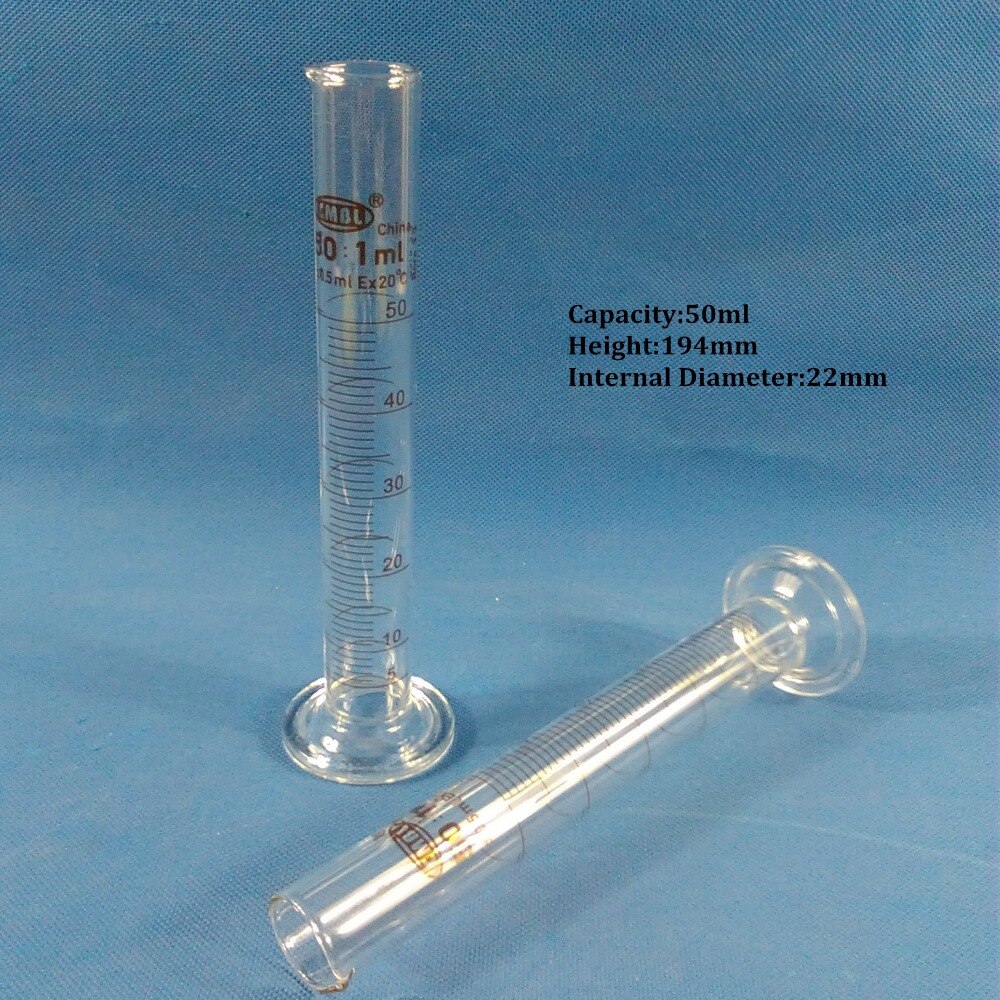 2 STKS 50 ml glas afgestudeerd cilinder, meten cilinder Chemie Laboratorium Benodigdheden Transparante Meetinstrument