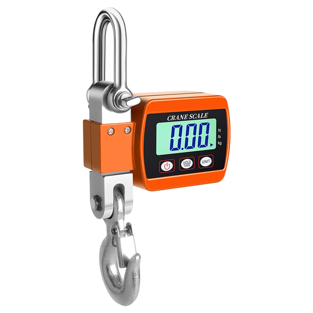 Báscula Digital LCD de 0,05-500kg, báscula de grúa, báscula electrónica Industrial portátil, báscula colgante con gancho de peso resistente, herramienta de pesaje: Naranja