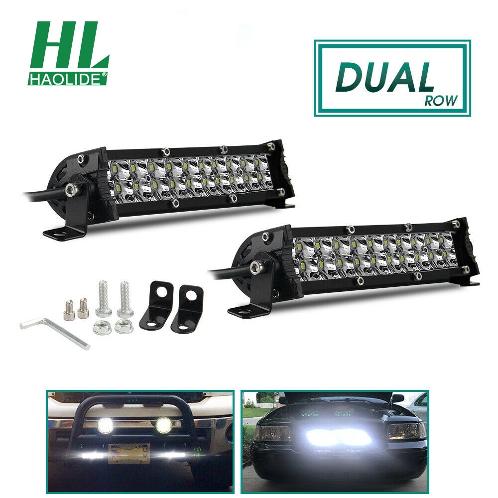 Haolide 2x Dual Rij 7Inch Led Light Bar Spot Offroad Rijden 4WD Truck Atv Auto Licht Graafmachine 12V 24V Werklampen