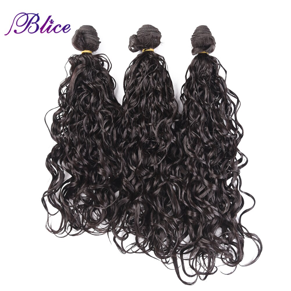 Blice syntetyczne wody doczepy-włosy falowane 3 sztuk/paczka ciemny brąz wysokiej temperatury włókna 18 "20" 22 "wątek zestawy dla kobiety