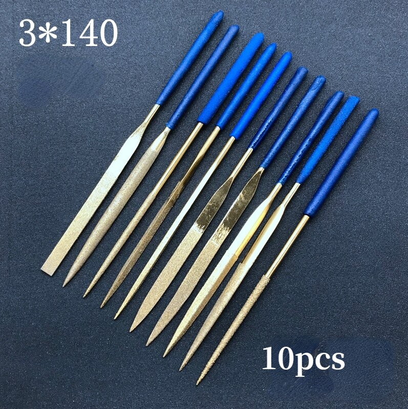 Titanium Plated Diamond File/Diverse Bestand/Diamond Bestand/Handmatige Bestand/Houtbewerking Metalen Bestand: 3x140mm 10pcs