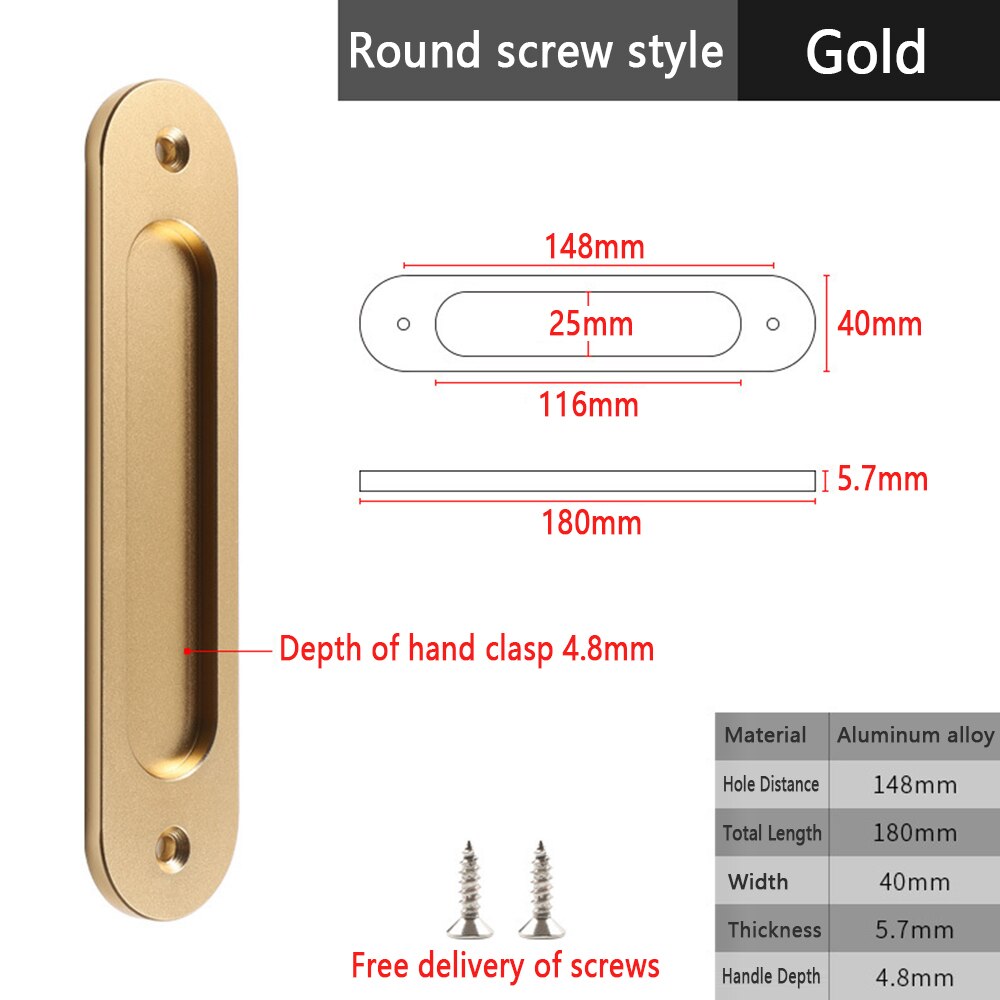 Onubao-manija de puerta corredera sin perforaciones, puerta de vidrio de almacén, manija deslizante de cocina, pasta adhesiva de doble cara: Gold-R-A