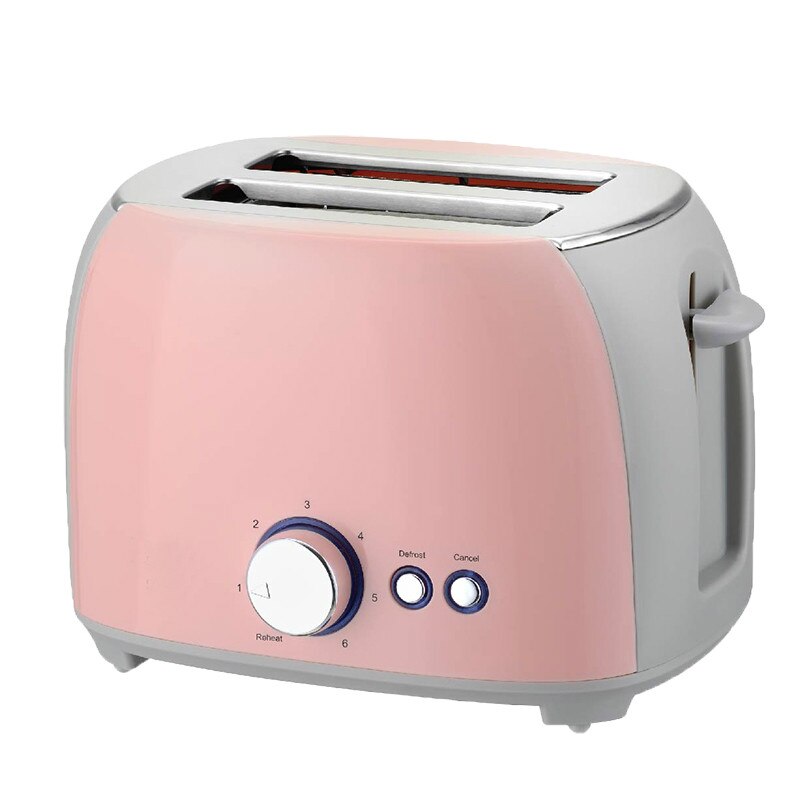 Automatic Electric Toaster 2 Slices 6 speed toaster toaster for home breakfast toaster EU Plug: Pink