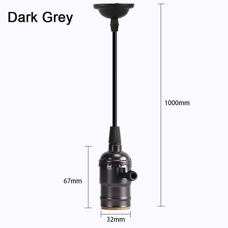 E27 Lamp Socket Vintage Edison Licht Houder Classic Retro Edison Lamp Houder Industriële Hanger Knop Lampvoet Schakelaar/Rits: Switch Dark Grey